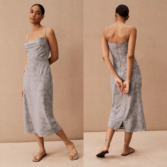 BHLDN Hutch Taye Midi Dress dove Gray Floral Slip Dress Size 4 - Picture 13 of 13